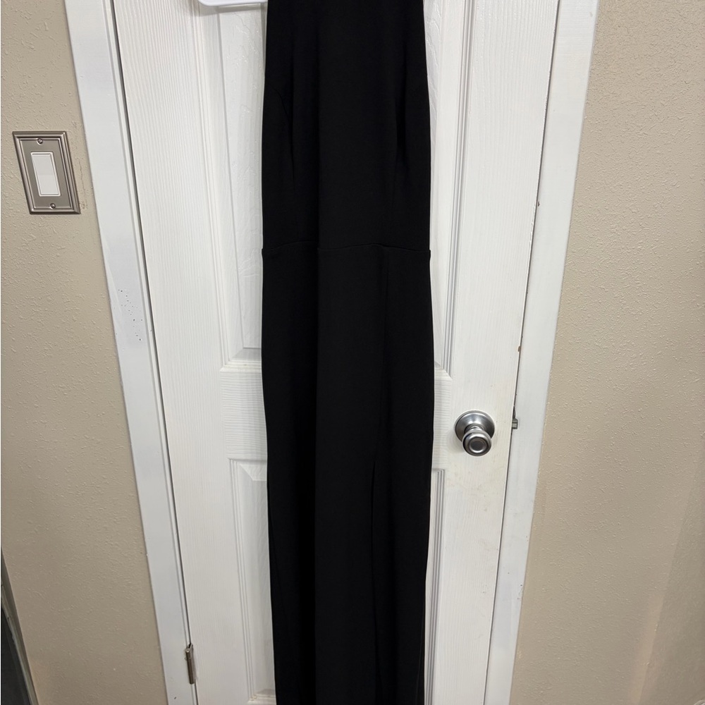 Lulu's Black Halter Maxi Dress with Embellished Collar - Picture 4 of 5